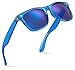 Retro 80's Fashion Sunglasses - Colorful Neon Translucent Frame - Mirrored Lens - Blue