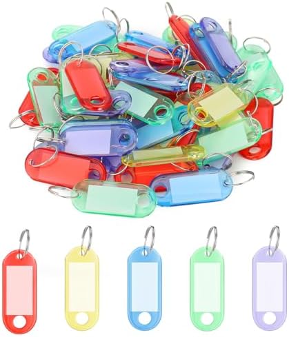 FRIUSATE 50Pcs Key Tags with Labels, Key Labels Key Fobs with Ring ...