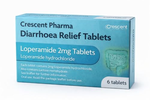 Crescent Pharma Loperamide Hydrochloride 2mg Tablets Diarrhoea Relief Tablets Oral Use 6 Tablets