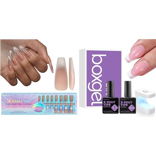 BTArtboxnails XCOATTIPS Long Coffin French Tip Cat Eye Press On