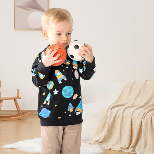 GFQLONG Toddler Boy Sweatshirts,Boys Pullover Crewneck Long Sleeve Shirts,Cotton Dinosaur Cartoon Sweaters Tops3