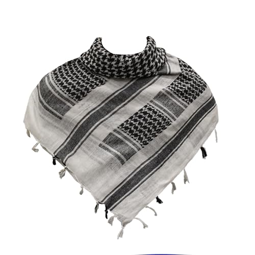 Image of Cotton Shemagh Keffiyeh Scarf - Lightweight Tactical Desert Head Neck Wrap, Sun Protection Outdoor Scarf for Summer Hiking