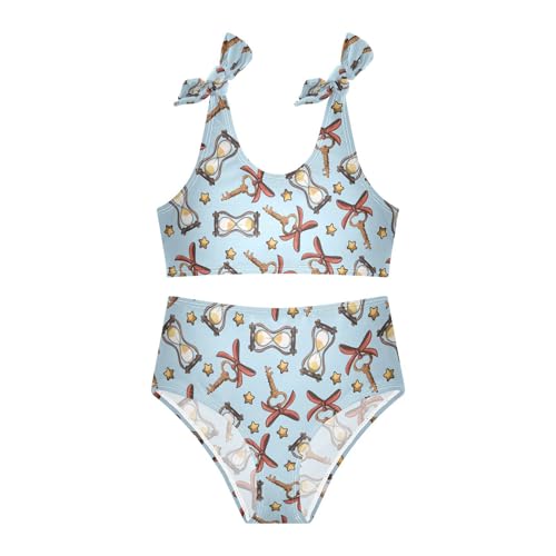 Toddler Girls Bikini Set Hourglass Key Swimsuits Kid Bowknot Swimwear 2 Piece Bathing Suit 3-12T3