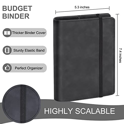 Lintru Budget Binder With Zipper Envelopes, Money Organizer For Cash, A6 Binder With 10Pcs Cash Envelopes For Budgeting, 12Pcs Budget Sheets And 36Pcs Stickers For Savings Binder (Black) #TOP2