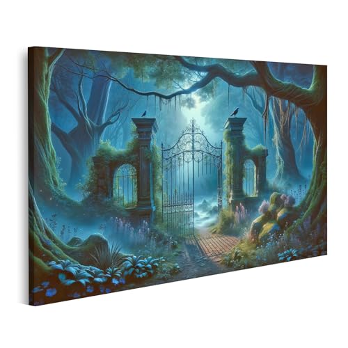 islandburner Imagen Prime sobre lienzo Puerta del Bosque Encantada: Luces nocturnas y caminos secretos Cuadros Murales Póster