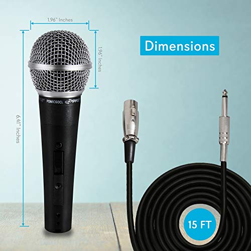 Pyle Professional Dynamic Vocal Microphone - Moving Coil Dynamic Cardioid Unidirectional Handheld Mi W/Microphone Stand - Universal Mic Mount With Heavy Compact Base, Height Adjustable #TOP2