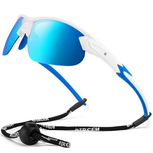 Image of BIRCEN Mens Polarized Sunglasses for Sports: TR90 Lightweight Sun Glasses Wrap Around Shades for Fishing Driving Cycling