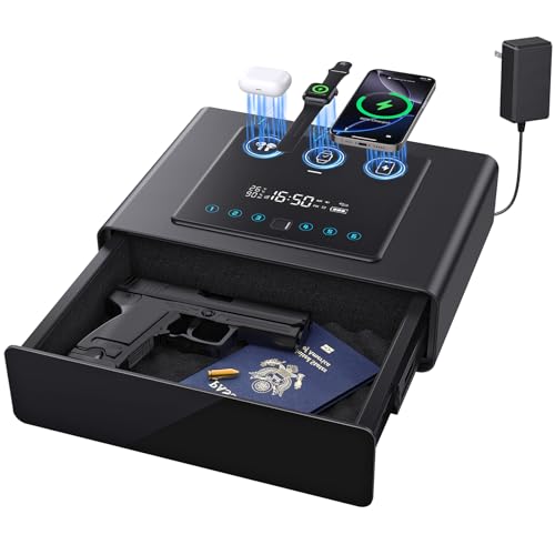 Yoqimi Biometric Gun Safe with Alarm & Wireless Charging