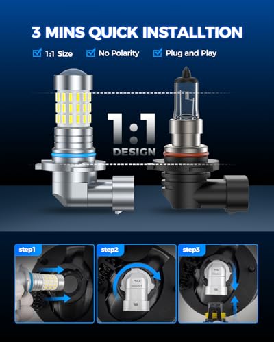 Image of Marsauto 9145 H10 LED Fog Light Bulbs, 10,000 lumens 6000K Cool White, 48 Chips DRL Bulb, H10 Led Bulb 1:1 Mini Size 9140 9040 9045 Led Fog Lights, 360 Illumination, Side Marker Lights