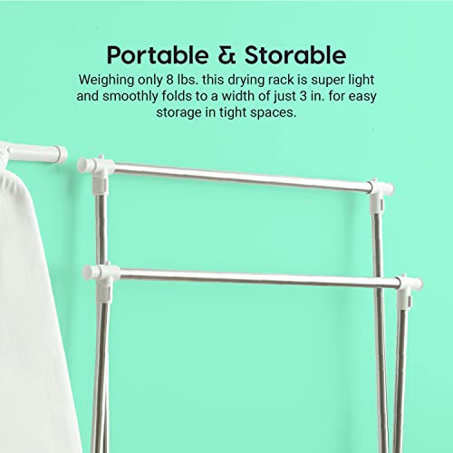 Iris Usa Foldable Drying Rack With Extendable Rods For Large Laundry Loads, Clothes Drying Rack, Freestanding Foldable Laundry Rack, Anti-Skid Feet, Portable And Storable, Silver #TOP6