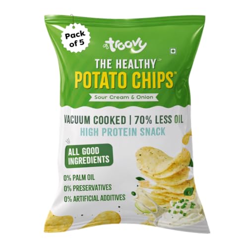 Image of Troovy Healthy Potato Chips | Vacuum Cooked Snacks | 70% Less Oil | No Palm Oil, No Added Preservatives | Made with Real Ingredients (Cream & Onion)