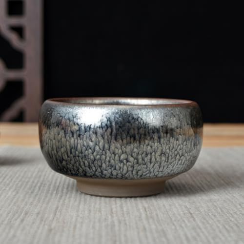 ★0004宋時代 建窯 窯変釉 曜変天目茶碗 新窑銘 ★茶道具 茶器 唐物天目 中国古美術・宋建窯風・窯変天目茶碗・茶道具・抹茶茶碗・油滴天目