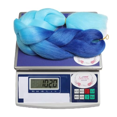 ShowJarlly 5 Packs Ombre Jumbo Braid Hair, Royal Blue/Sky Blue Hair African Braid Extension, 24inch Box Braid Hair Extensions Synthetic Colorful Hair Extensions for Braiding - Image 5