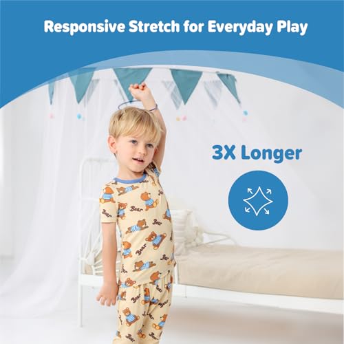 Image of Kids 2-Piece So Soft Playtime Set-Lightweight Viscose from Bamboo Short Sleeve Top&Leggings for Toddler Boy & Girls
