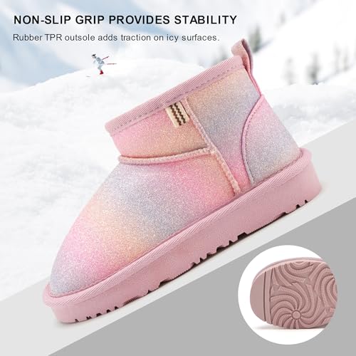Stelle Kids Snow Boots Girls Boys Winter Ankle Boots Outdoor Warm Slip On Faux Fur Lined Shoes for Toddler/Little/Big Kid4