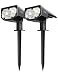 LITOM 12 LED Solar Landscape Spotlights, IP67 Waterproof Solar Powered Wall Lights 2-in-1 Wireless Outdoor Solar Landscaping Light for Yard Garden Driveway Porch Walkway Pool Patio 2 Pack Cold White