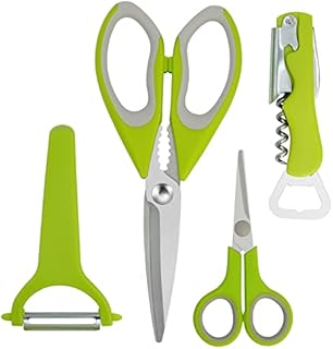CCR Kitchen Scissors Set,Kitchen Shears Soft Grip Comfortable Handle,Sharp Scissors,Poultry Shears,Shrimp Scissors,Wine Bottle Opener 2 in 1,Peeler,Kitchen Peelers Set 4