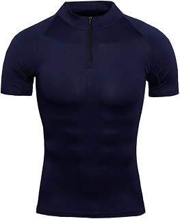 ZZOU Men's Compression Shirt for Jogging Fitness Short-Sleeved Shirt with Motifs Mens Running Tops Base Layers Comfortable Top Short Sleeve Shirt Quick Dry Sports Workout Shirts Men Running T-Shirts
