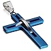 Oidea Mens High Polish Stainless Steel Cross Pendant Necklace Hollow Openwork Vintage Chain Included,Blue