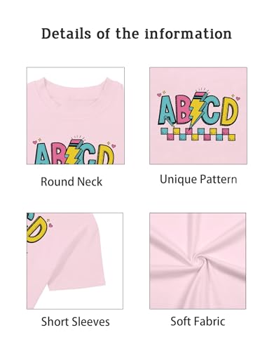 Happy First Day of School Shirt Kids Funny Back to School Tees for Girls Boys Cute Children ABCD Letter Tshirt Gift Outfits4