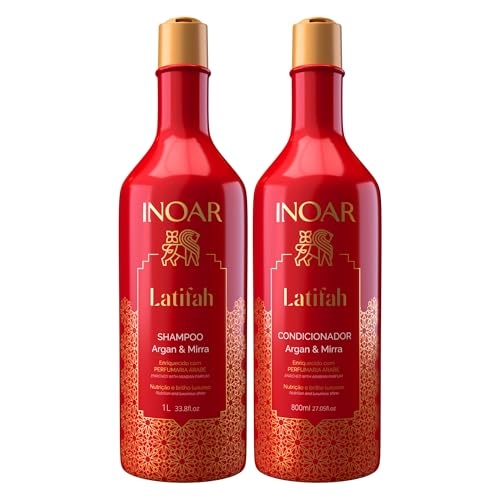 Inoar, Kit Latifah Shampoo 1L e Condicionador 800ml Argan e Mirra Inoar, Kit Latifah Shampoo 1L e Condicionador 800ml Argan e Mirra