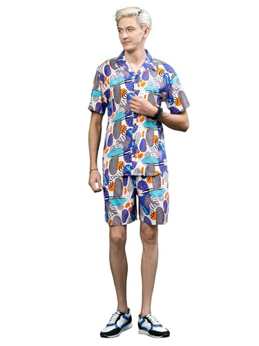 Image of Rigo Printed Co-Ord Set for Men | Casual Shirt & Shorts Night Suit | Lounge-wear Nightdress Pajama Set | Night Wear, Beach, Vacation Outfit