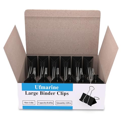Image of Ufmarine 72 Pcs Large Binder Clips 1.6 inch Length, Big Paper Clips for Office