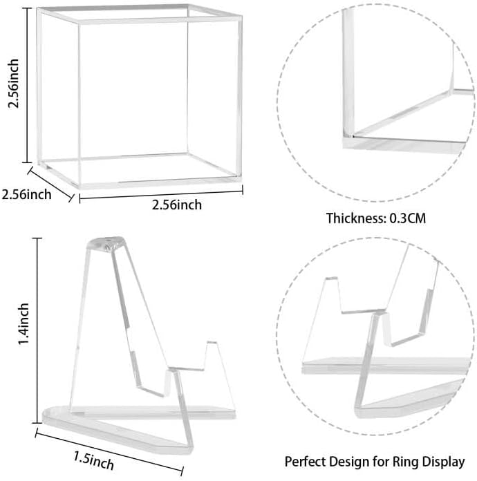 Miniatura 5 de Paquete de 4 vitrinas de anillo de campeonato, vitrina transparente para anillos de béisbol, estuche acrílico para anillos de campeonato de fútbol,