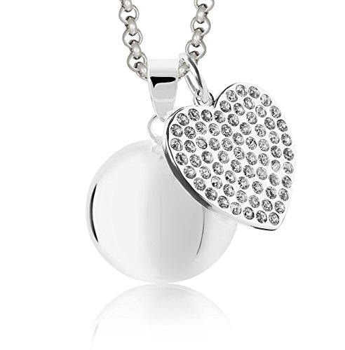 MAMIJUX Llamador de ángeles corazón con CRISTALLI con Cadena de Acero