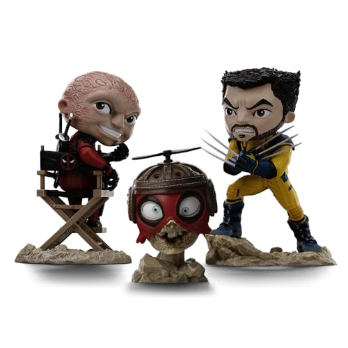Iron Studios Collectible Statue Art Scale 1/10 Deadpool and Wolverine Set (Unmasked) - Minico PVC Resin Multicolor 5.5 inches