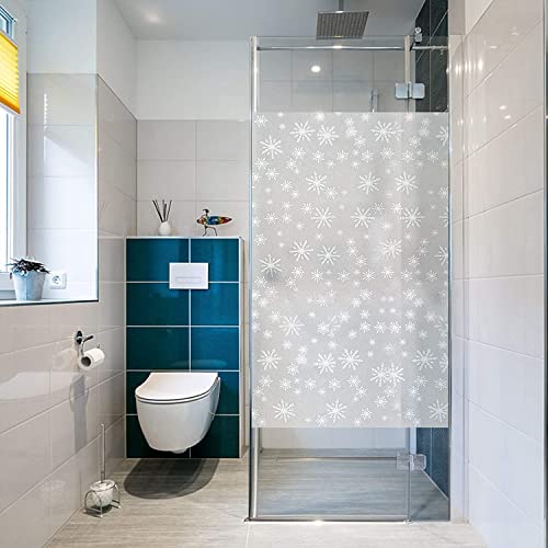 Image of WISDOM Privacy Window Film Frosted Glass Film Glass Film No Glue Anti-UV Window Sticker Non Adhesive for Privacy Office Meeting Room Bathroom Living Room (Snowflake Frosted, 12 x 100 inch)