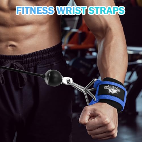 Image of Adjustable Wrist Cuffs Neoprene Padded Straps for Cable Machines Strength Training Equipment
