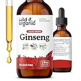 Wild & Organic Korean Red Ginseng Extract Drops - Immune Support - Panax Ginseng Supplement - Add to Tea Liquid Root Tincture - Vegan, Sugar & Alcohol-Free - 2 fl oz