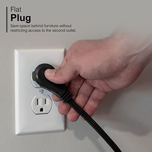 Ge Home Electrical Indoor Extension Cord, 3 Ft Power Cable Outlet, 3 Grounded Outlets Power Strip, Right Angle Flat Extension Cord, 16 Gauge, Ul Listed, Black, 69877 #TOP3