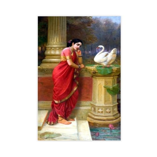 Toile Raja Ravi Varma 30x45 cm, l'idee cadeau sans cadre parfaite pour une chambre
