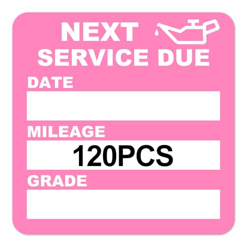 Image of for Oil Change Sticker Static Cling, Clear Stickers 120 Pcs 2 inchx 2 inch Next Service Due Sticker for Windshield, Easy to Peel with No Residue for Car Auto Vehicle Window (Pink1)