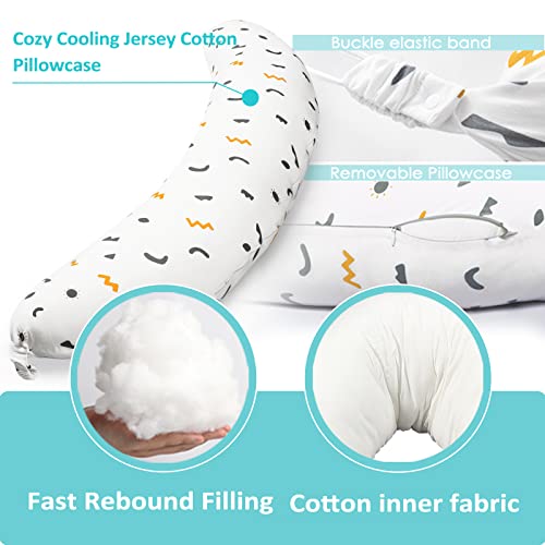 Byriver Firm C Shaped Pregnancy Pillows For Sleeping, Side Sleeper Body Pillow, Cuddle Snuggle Belly Leg Knee Support Maternity Pillow For Pregnant Women, Zipper Cooling Jersey Cotton, Gifts For Mom #TOP2