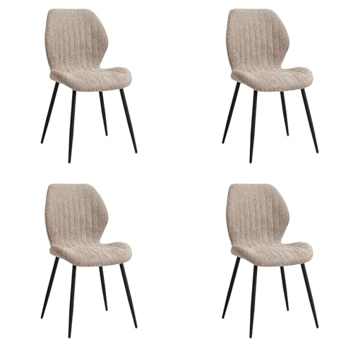 BenyLed Lot de 4 Chaises de Salle à Manger en Lin tapissées;Chaises de Salle à Manger Modernes pour dîner dans la Cuisine (Brun 01)