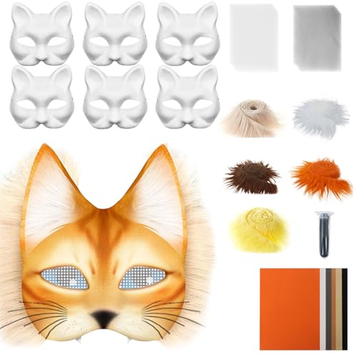 Niesel Máscara de gato simple, kit de materiales de máscara de gato | de malla y fieltro para carnaval, cosplay y fiestas