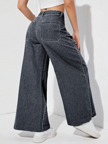 Image of KOTTY Wide Fit Denim Pants - Women's High Rise Wide Leg Comfort