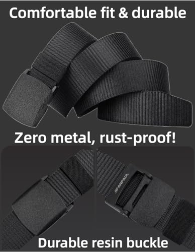 Men’s Tactical Nylon Belt Adjustable No-Metal Buckle, Quick Release, Airport Friendly, Work & Outdoor Use3