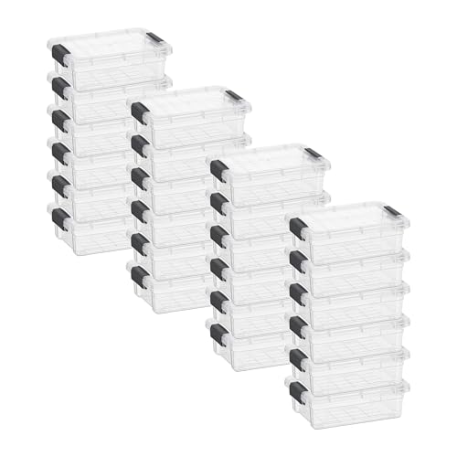 Image of Superio 0.7 Quart Mini Clear Plastic Storage Container with Lid, Stackable Small Organizer Box for Crayons, Art Supplies, Beads, Sewing, Stationery & Food Storage, 24 Pack