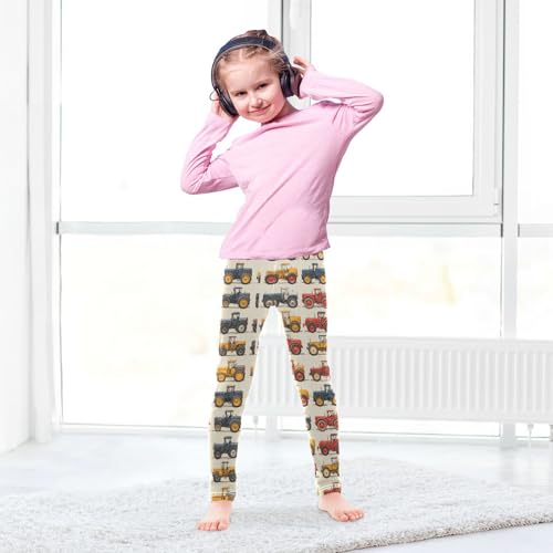 Vintage Tractors Girls Leggings Kids Yoga Pants Dance Active Tights 4T4