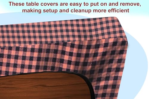 Image of The Furnishing Tree Elastic Rectangular Center Tpoy Table Cover WxL 24x60 in Inches Polyester Checkered Pattern Beige