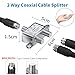 Adoreen 2-Way Coaxial Cable Splitter, 10-2602MHz Mini Bi-Directional Digital Signal RG6/RG59 Coax Indoor&Outdoor for CATV, Satellite, Antenna, MoCA, Internet, Modem + Screwdriver-1 in 2 Out Ports