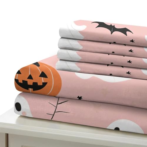 Linge de lit 3D fantômes d'Halloween en microfibre premium au toucher luxe pour lit simple