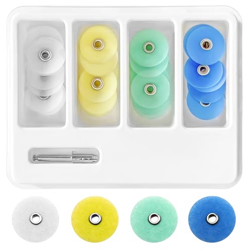 40 Piece 14mm Dental Polishing Discs Assorted Kit, Dental Polisher Supplies with Mandrel Stem for Material Tools, Professional Dental Accessories for Polishing and Contouring