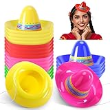 Tlswshsy 20 Pcs Mini Mexican Plastic Sombreros, 5 Colors Cinco de Mayo Plastic Sombrero Hat, Sombrero Top Hat Accessories for Mexican Theme Party Supplies Tabletop Decoration