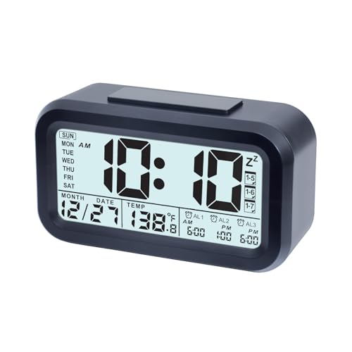 Image of Ajanta LCD 150 Digital Wall & Desktop Clock | Large LCD Display with Date, Day & Calendar | Black