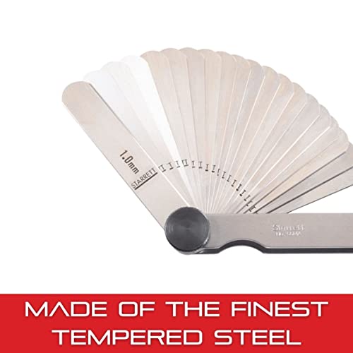 Starrett Tempered Steel Metric Thickness Gage With Easily Removed Leaves - Ideal For Carpenters And Home Improvement - 20 Number Of Leaves, 12.7Mm X 77Mm Size Of Leaves - 66Ma #TOP3